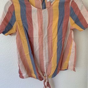 Madewell front-tie striped blouse.